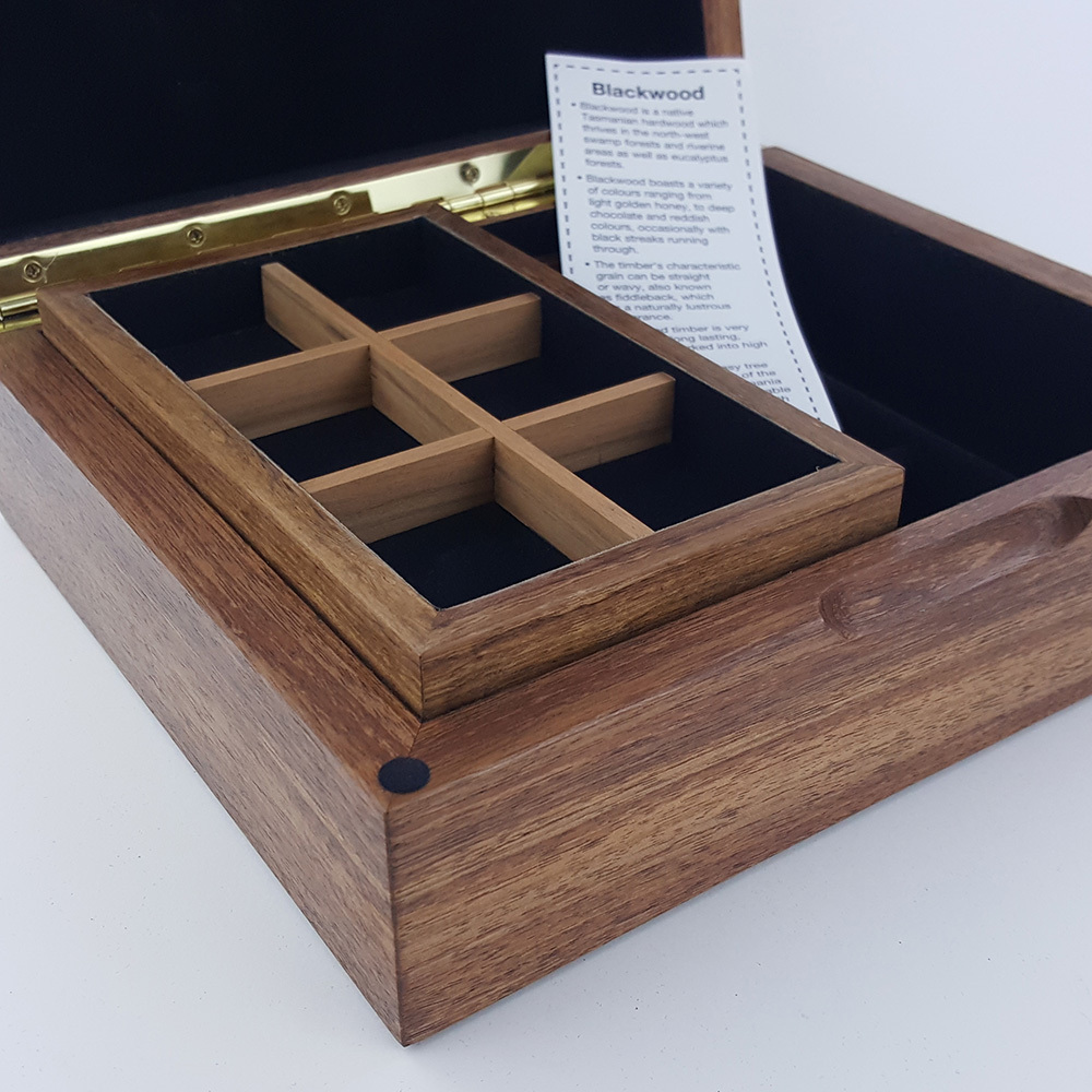 Tasmanian Blackwood Jewel Box Fitted With Half Tray Large View