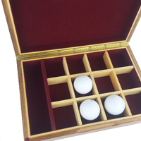 Tasmanian Blackwood Golf Ball Gift Box - Burgundy Lining Alternate Image Large View