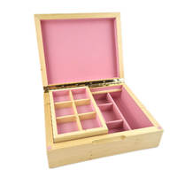 Tasmanian Huon Pine Jewel Box Fitted With Half Tray - Pink Lining Large View
